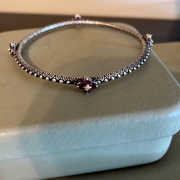 Barbara Bixby sterling/18k gold gemstone bangle